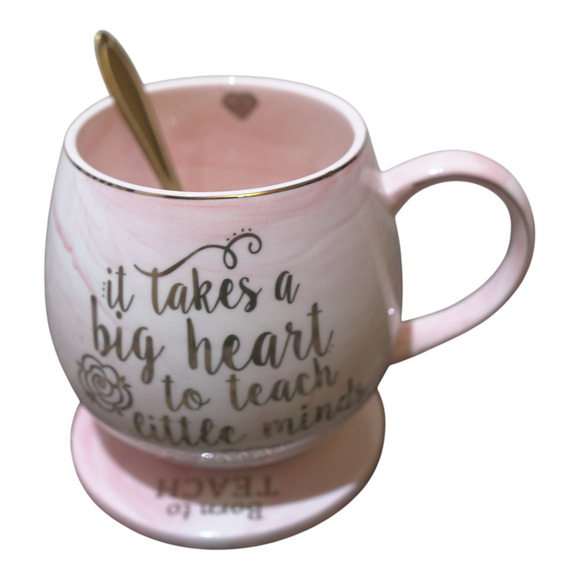 Teacher Pink Marble Mug Gift Set Spoon Coaster Gift Boxed Inspirational Giftable - Picture 5 of 7